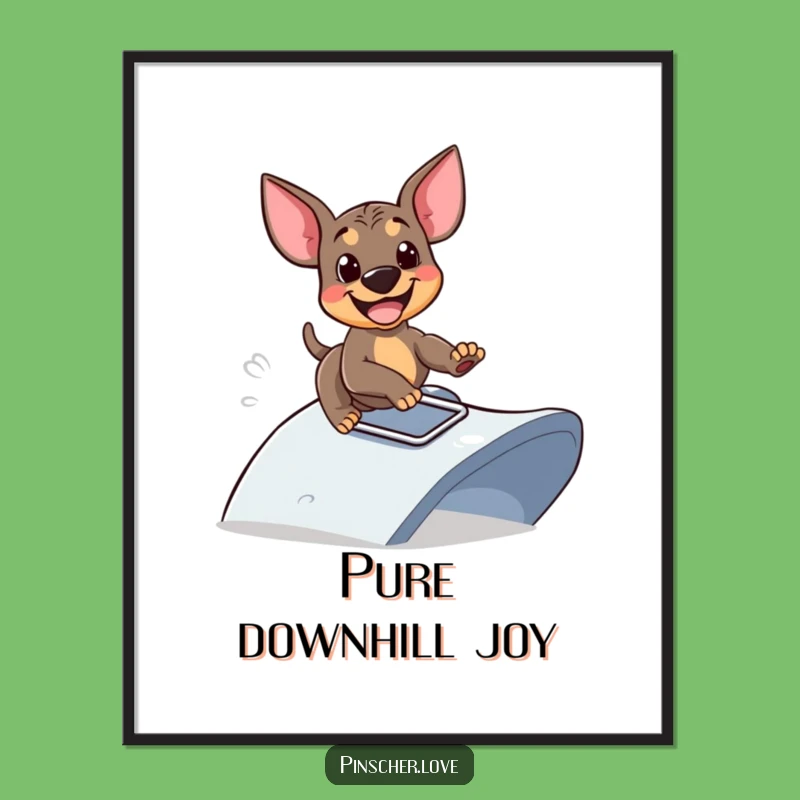 Funny Sliding Pinscher Digital Art: Instant Glee and Action Print