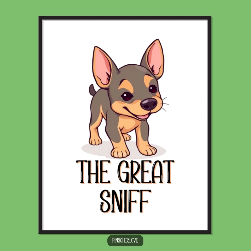 Funny Pinscher Digital Art: Determined Sniffer - Instant Download Gift