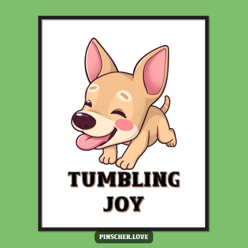 Funny Pinscher Digital Art: Tongue Out Tumbles - Instant Download Gift