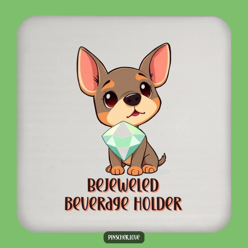 Funny Curious Pinscher Coasters - Gem Lover Dog Decor and Gift Set