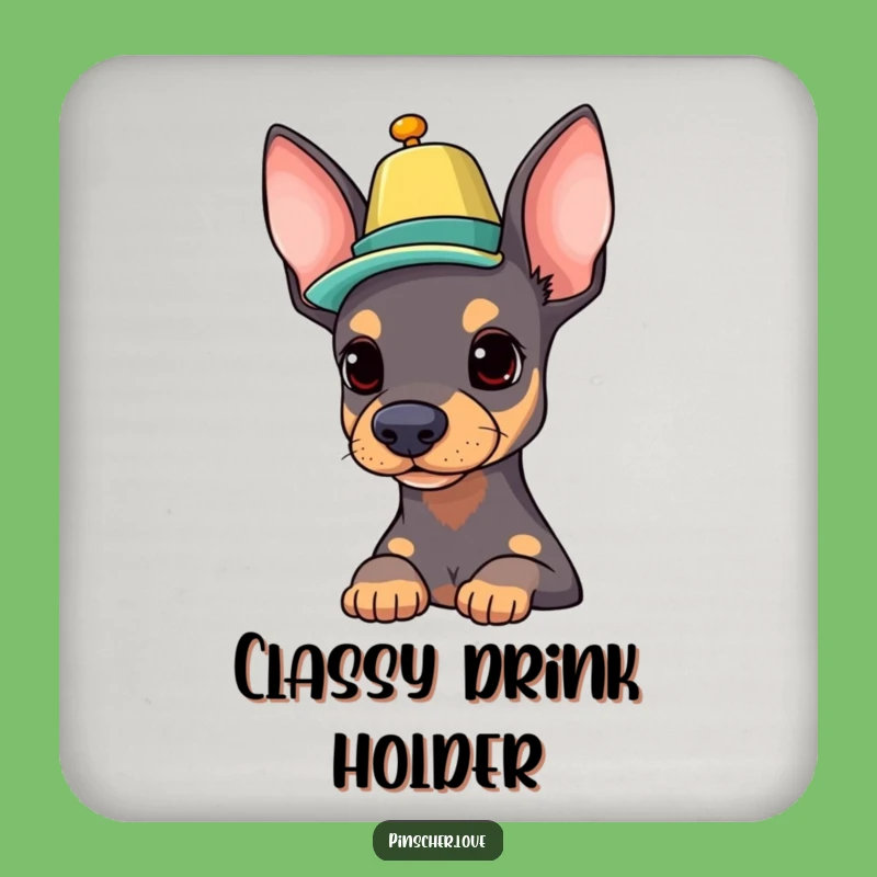 Funny Pinscher Coasters: Balancing Hat, Protect Surfaces with Dapper Charm