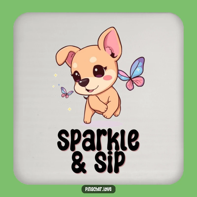 Funny Pinscher Sparkle Coaster Set: Magical Table Protection Gift