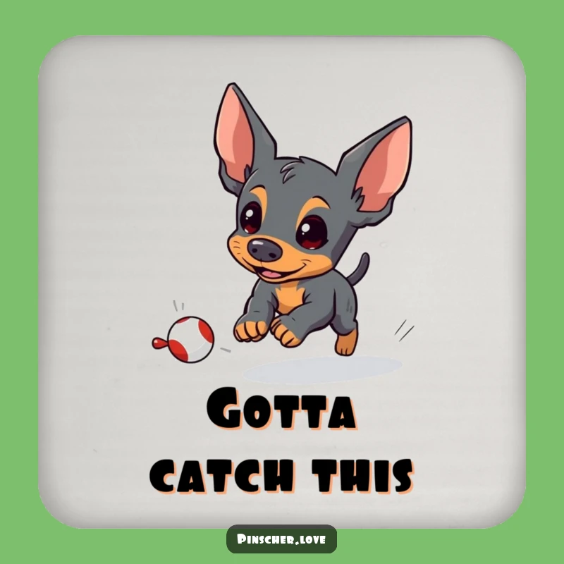 Funny Pinscher Coasters: Energetic Dog Toy Chase Drink Coasters, Set of Funny Gifts