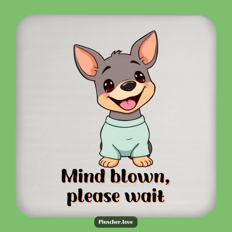 Funny Pinscher Head Tilt Coaster Set: Protect Surfaces with Happy Panting Dog Art