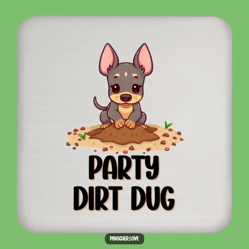 Funny Pinscher Coaster - Protect Surfaces Playful Digging Dog, Cute Gift
