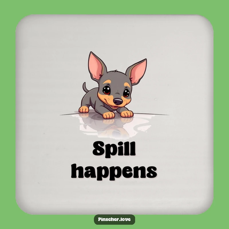 Funny Slipping Pinscher Coasters - Protect Surfaces with Dog Humor Gift Set