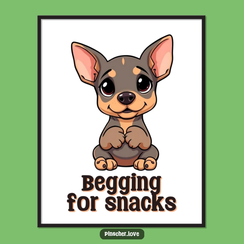 Funny Pinscher Waiting Poster: Goofy Dog Art for Wall Smiles