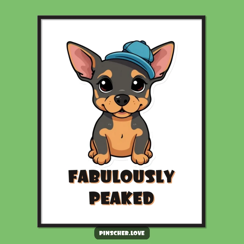 Funny Pinscher Cap Poster: Dapper Dog Art for Stylish Walls