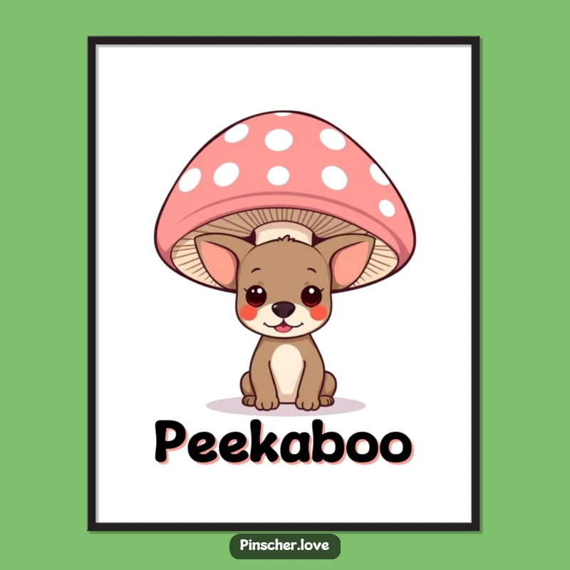 Funny Pinscher Mushroom Poster: Enchanting & Hilarious Wall Art Gift