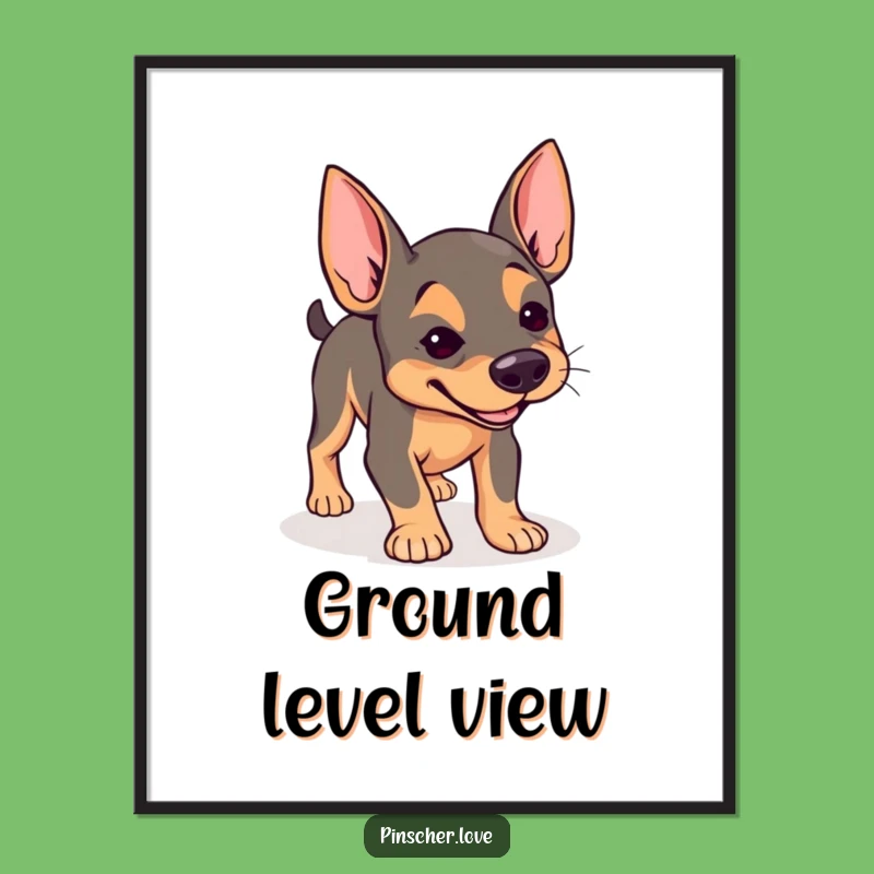 Funny Pinscher Poster: Determined Sniffer Art - Wall Decor Gift