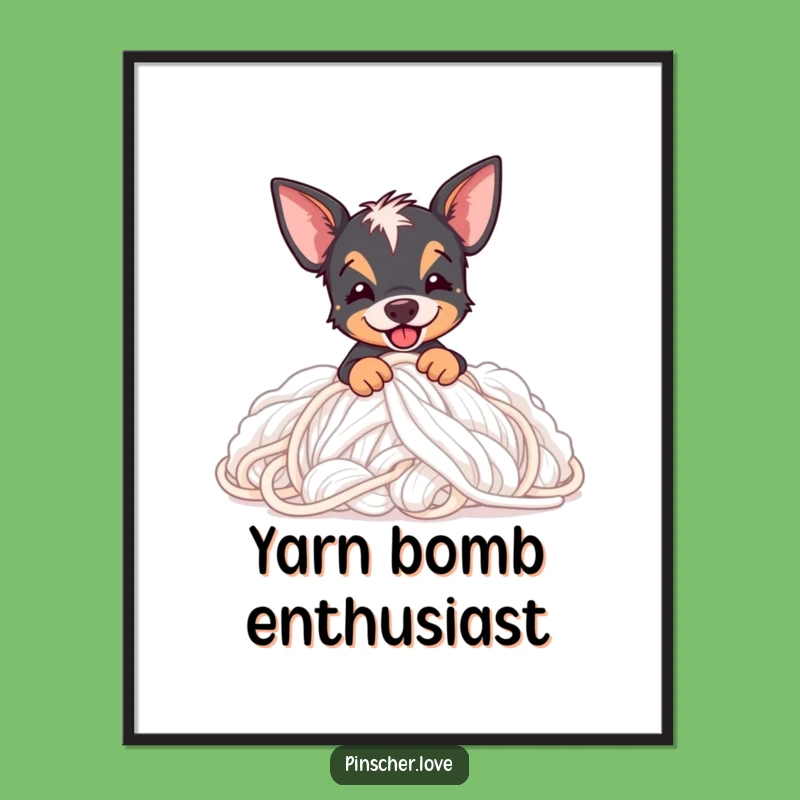 Funny Pinscher Yarn Art Print: Hilarious Dog Decor, Perfect Wall Gift