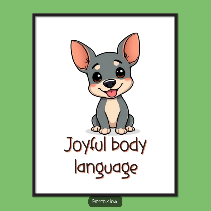 Funny Wiggle Pinscher Poster: Adorable Comical Dog Art Gift