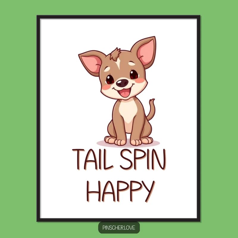 Funny Happy Pinscher Cub Spin Poster - Joyful Dog Art, Decor Gift