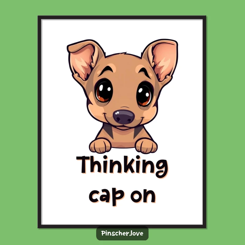 Funny Pinscher Poster - Curious Eyes, Tilted Head - Charming Dog Art Print Gift