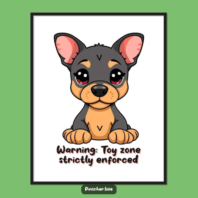Funny Pinscher Guard Poster: Alert Protector, Charming Toy Guardian Art Gift