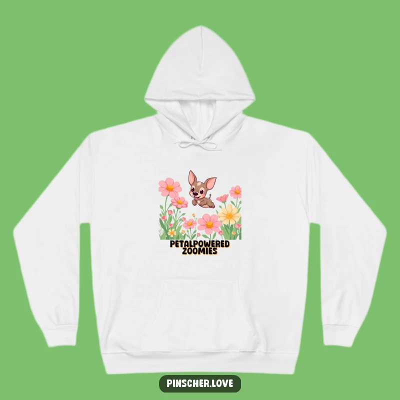 Cozy Funny Pinscher Flower Leap Hoodie: Warm & Humorous Dog Gift
