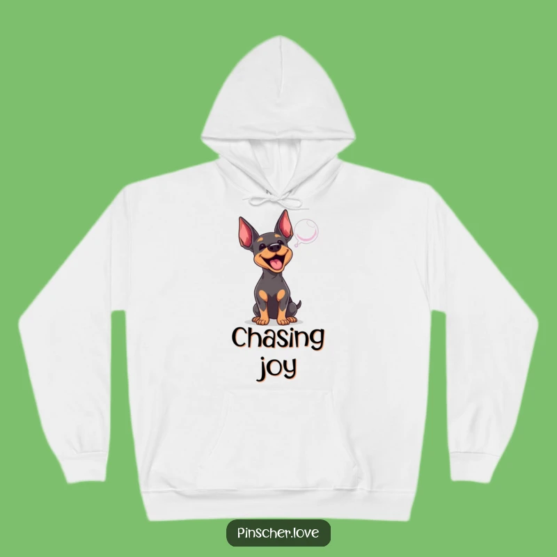 Cozy Funny Pinscher Hoodie: Barking at Bubble, Warm Dog Lover Comfort