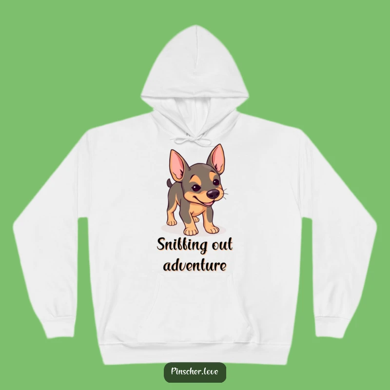 Cozy Funny Pinscher Hoodie: Determined Sniffer - Warm Adventure Gift