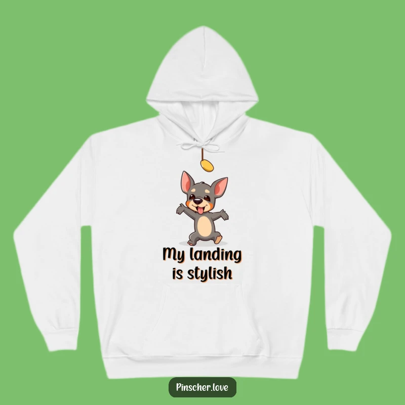 Funny Falling Pinscher Hoodie - Cozy Comfort in a Hilarious Mishap, Perfect Funny Gift!
