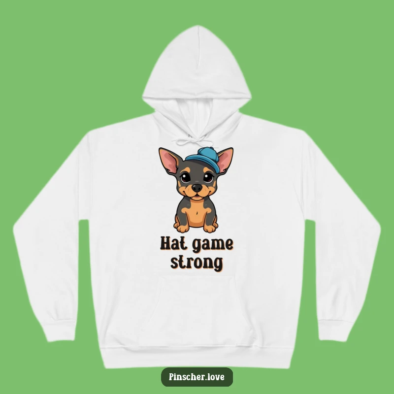 Funny Pinscher Cap Hoodie: Stay Warm with Dapper Dog Style