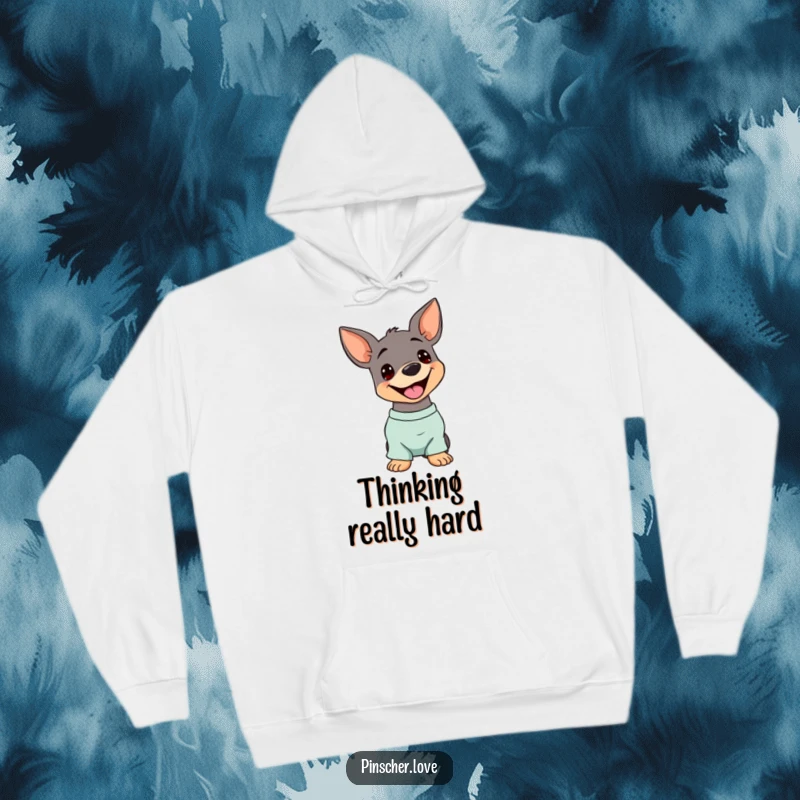 Funny Pinscher Hoodie: A dog tilts its head, panting with a happy expression, embodying pure canine amusement and cuteness.