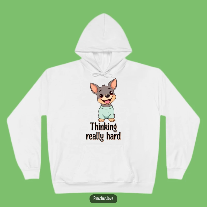 Funny Pinscher Head Tilt Hoodie: Cozy Dog Lover Sweatshirt with a Happy Panting Pup