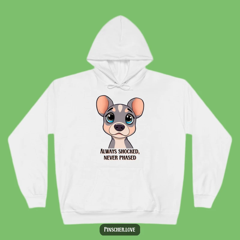 Funny Pinscher Hoodie: Cozy surprised character, a perfect warm funny gift for dog owners.