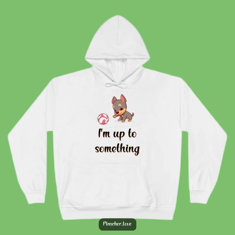 Funny Pinscher Nudging Ball Hoodie: Cozy Up with Canine Capers!