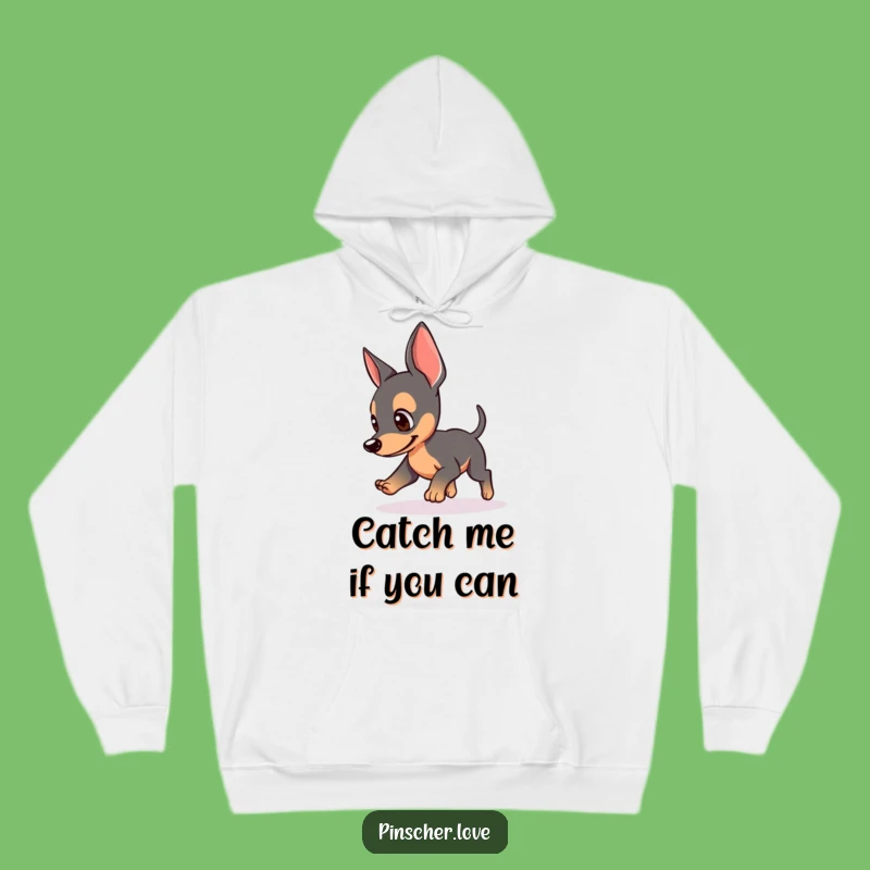Funny Pinscher Tail Chase Hoodie: Cozy Up with Comical Canine Fun