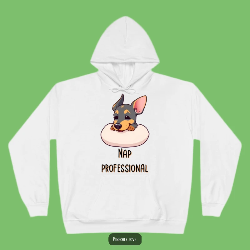 Funny Pinscher Cushion Hoodie: Cozy Comfort with a Contented Dog