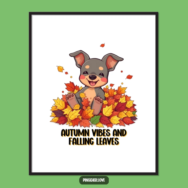 Free Printable Pinscher Art: Funny Autumn Leaves Downloadable Decor