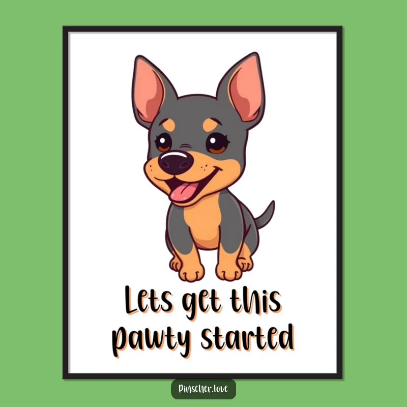 Free Printable Pinscher Wall Art: Barking Dog with Wagging Tail Funny Downloadable Decor