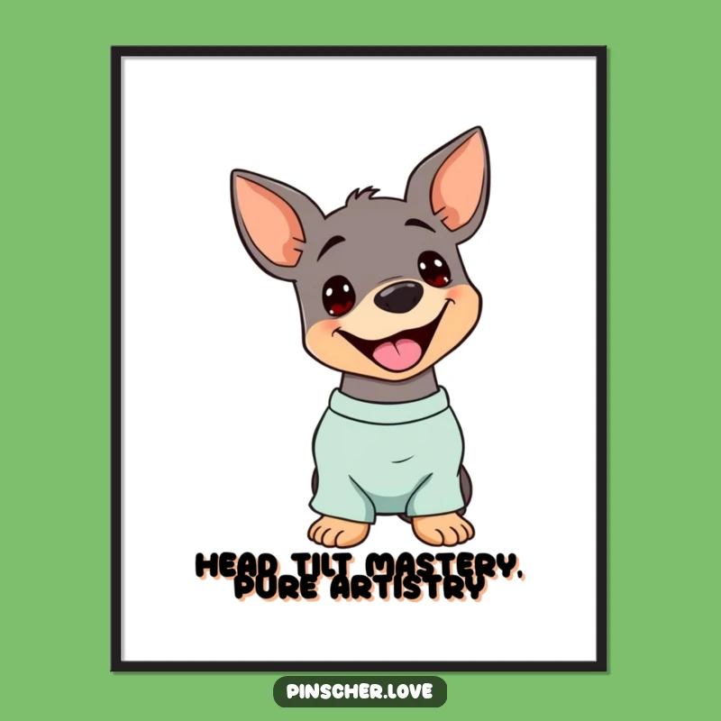 Free Printable Pinscher Wall Art: Silly Head Tilt Dog Downloadable Decor