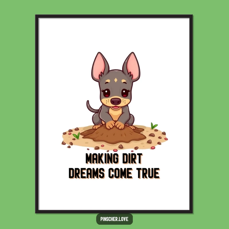 Free Printable Wall Art: Digging Pinscher Playful, Funny Downloadable Decor