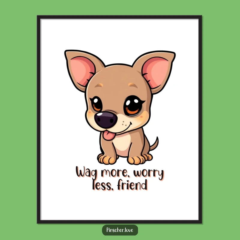Free Printable Wall Art: Mischievious Pinscher Wagging, Funny Downloadable Decor