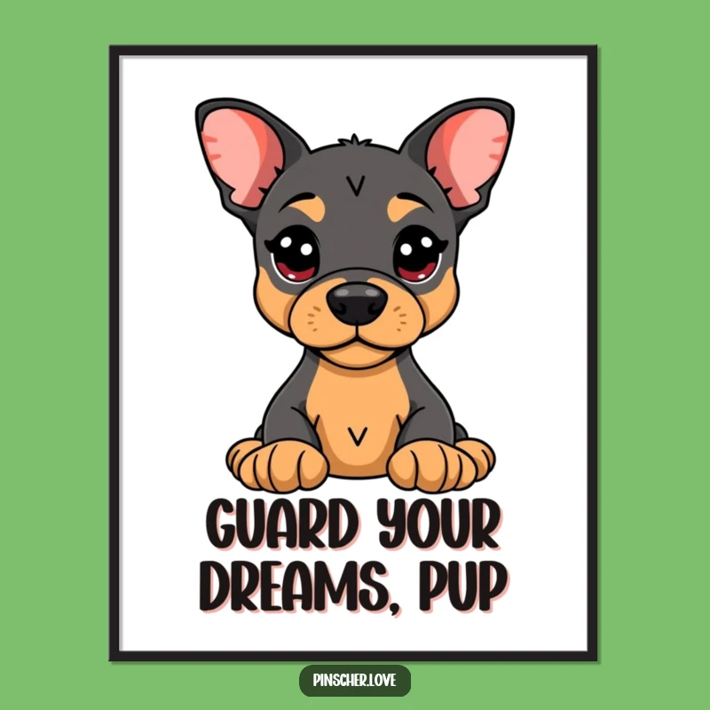 Funny Free Printable Wall Art: Alert Pinscher Guards Toy Downloadable Decor