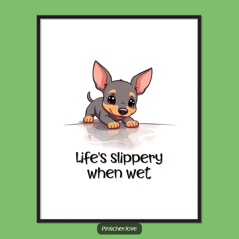 Free Printable Wall Art: Comical Slipping Pinscher, Quirky Downloadable Decor Gift!