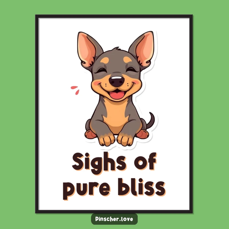 Funny Free Printable Wall Art: Happy Pinscher Sighs Rest Head Downloadable Decor