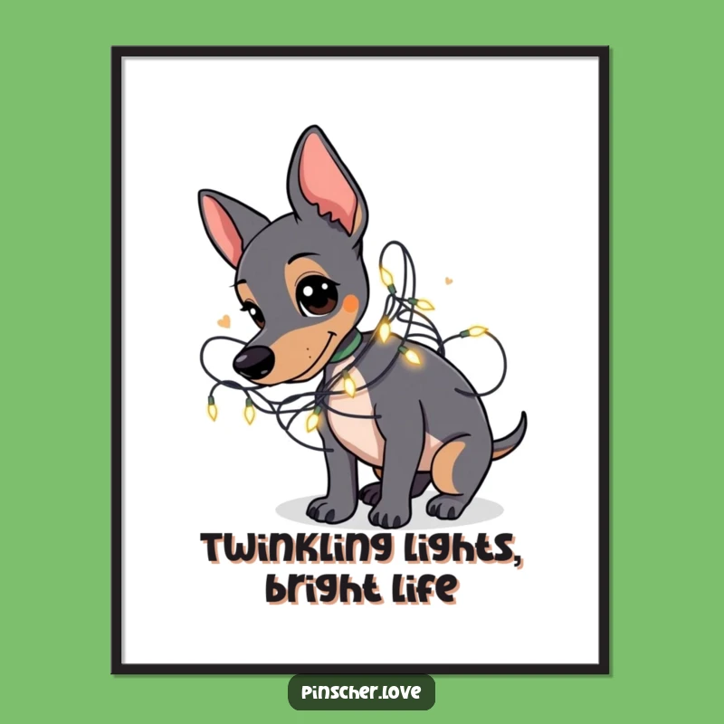 Free Printable Wall Art: Tangled Pinscher Fairy Lights - Downloadable Whimsical Decor