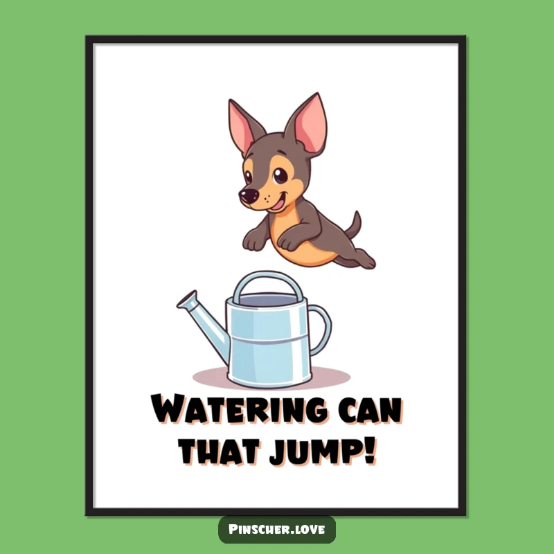 Funny Free Printable Wall Art: Pinscher Dog Leap - Hilarious Dog Art Downloadable Decor!