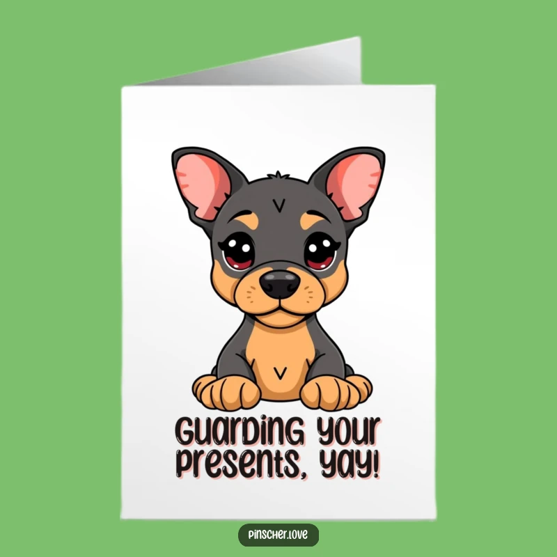 Free Printable Birthday Card: Alert Pinscher Guards Toy LOL Downloadable Gift