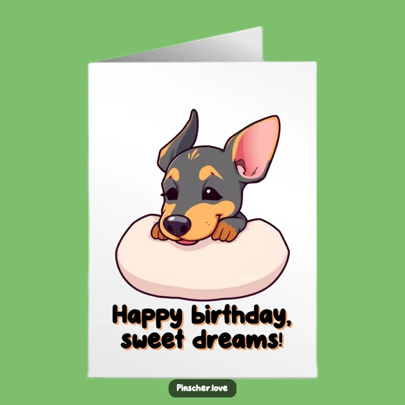 Funny Free Printable Birthday Card: Content Pinscher, Comfy Cushion, Downloadable Gift