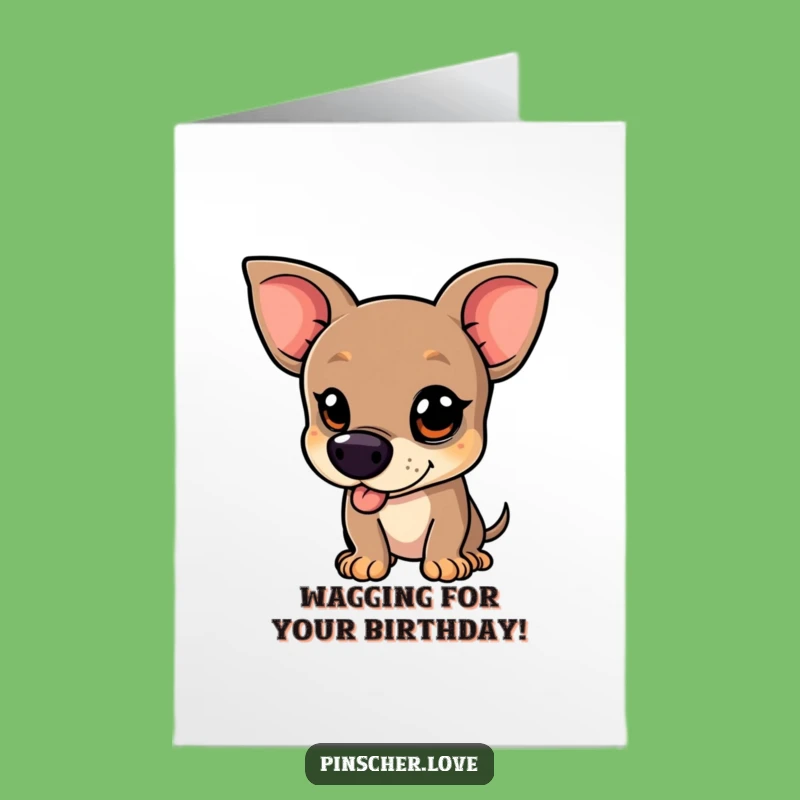 Free Printable Funny Birthday Card: Mischief Pinscher Wagging, Hilarious Download