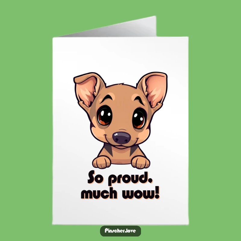 Free Printable Congrats Card: Curious Pinscher Dog with Playful Glint, Cheerful Greeting
