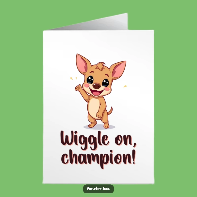 Free Printable Pinscher Congrats Card: Joyful Wiggle Dance Downloadable Celebration