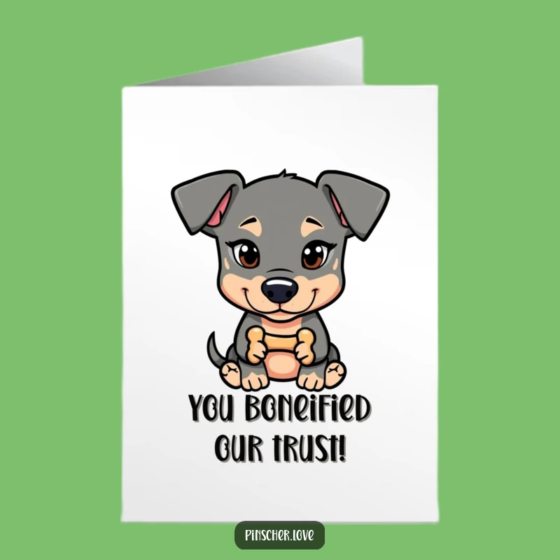 Free Printable Pinscher Congrats Card: Mischief Bone Dog Downloadable Triumph