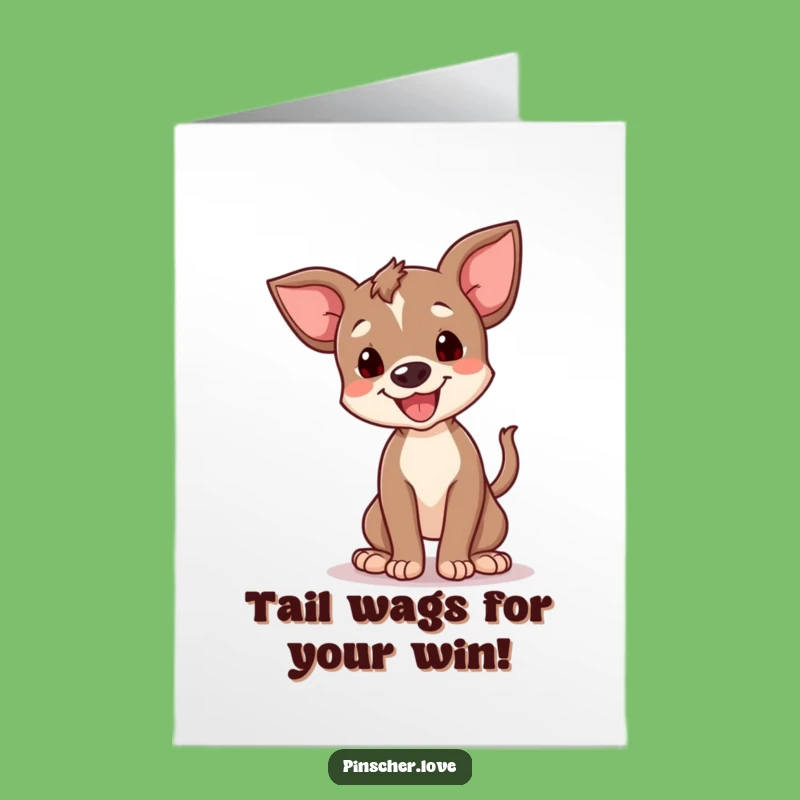 Free Printable Congrats Card: Happy Pinscher Spin - Funny Dog Celebration Downloadable