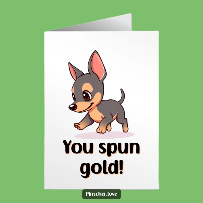 Free Printable Pinscher Congrats Card: Playful Tail Chase Downloadable for Any Win