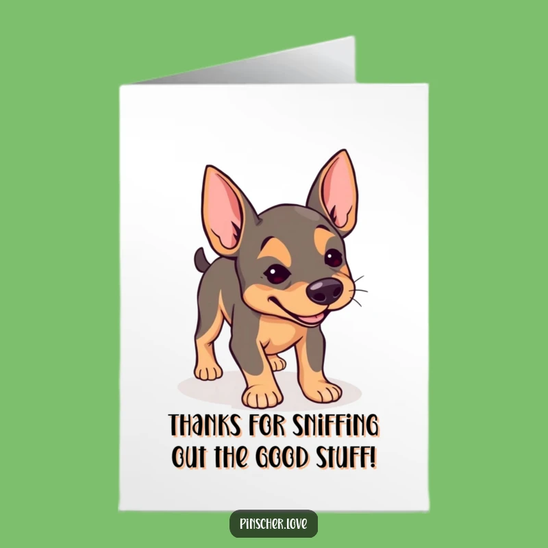 Free Printable Thank You Card: Focused Pinscher - Funny Downloadable Gift for Gratitude