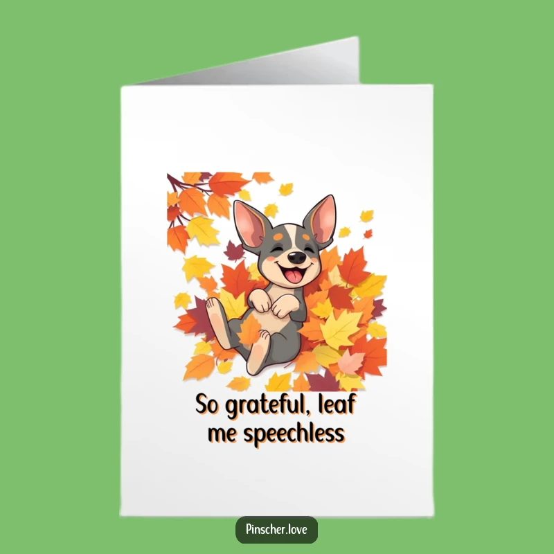 Free Printable Thank You Card: Grateful Pinscher in Leaves, DIY Gift